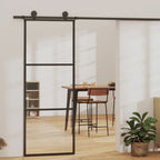 Vidaxl schuifdeur 3-panelen 76x205 cm esg-glas en aluminium zwart