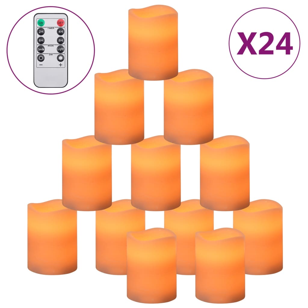 VidaXL LED-kaarsen 24 st vlamloos met afstandsbediening warmwit