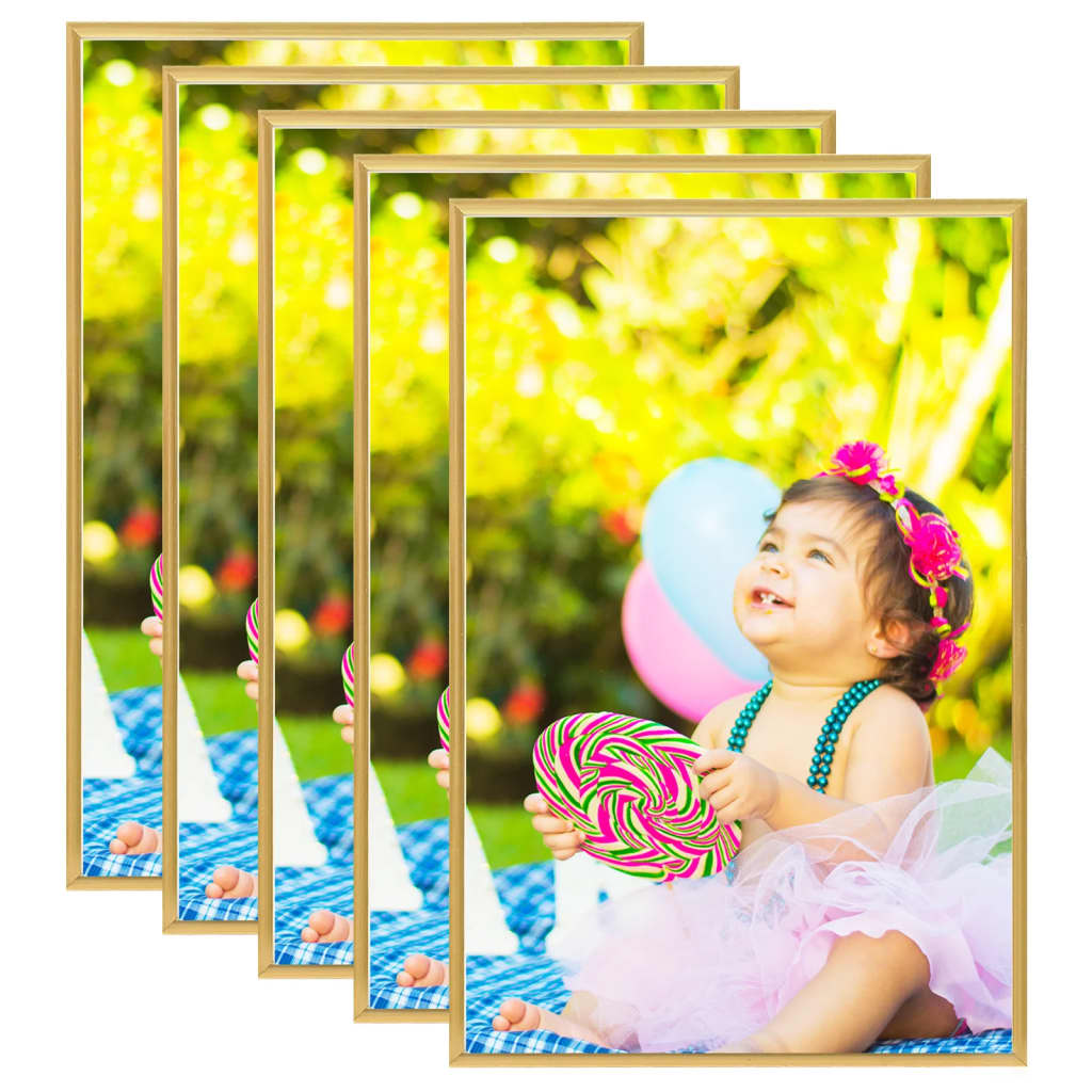 Vidaxl fotolijsten 5 st voor wand 70x90 cm mdf goudkleurig
