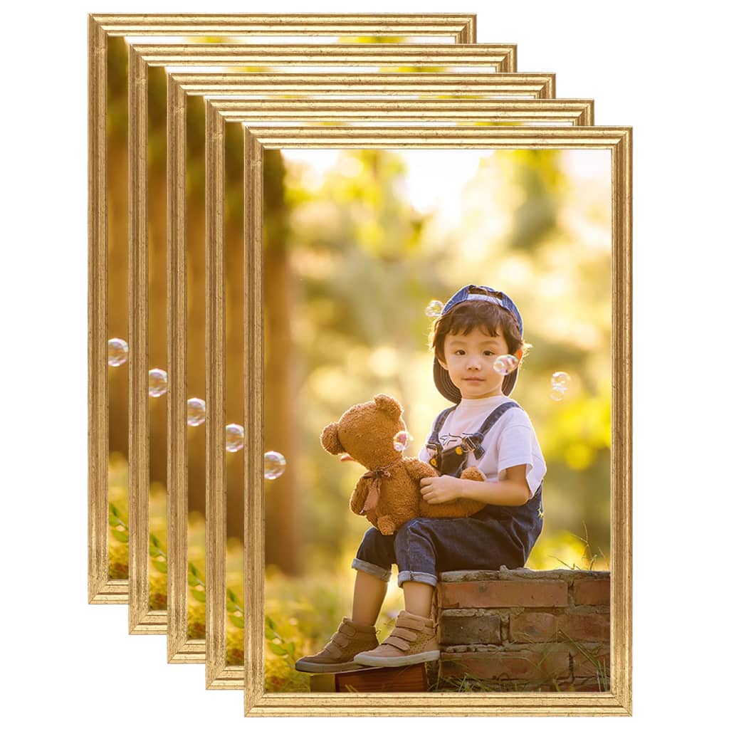 VidaXL Fotolijsten 5 st voor wand of tafel 59,4x84 cm MDF goudkleurig
