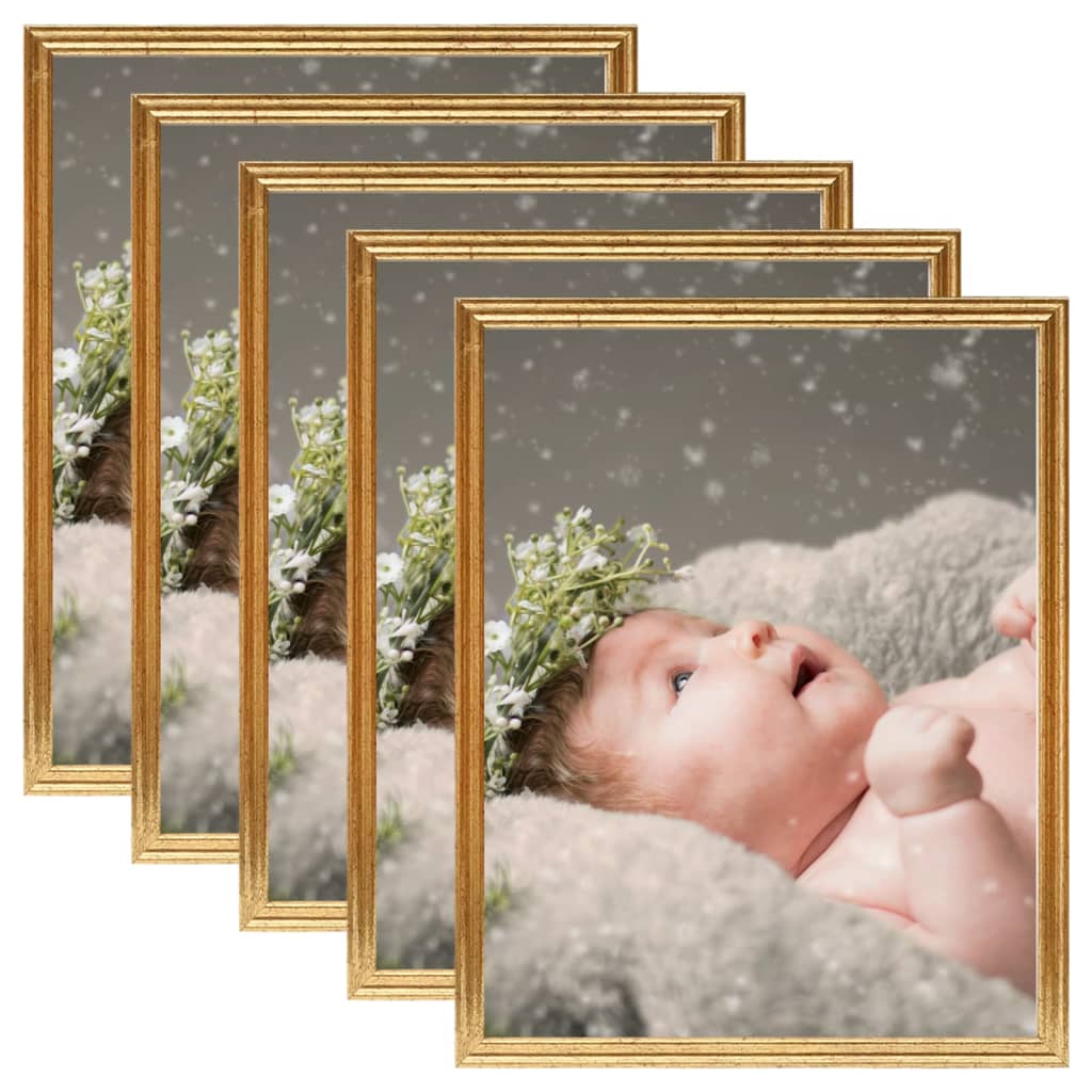 VidaXL Fotolijsten 5 st voor wand of tafel 70x90 cm MDF goudkleurig