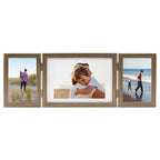 Vidaxl fotolijst drieluik 22x15 cm+2x(10x15 cm) lichtbruin