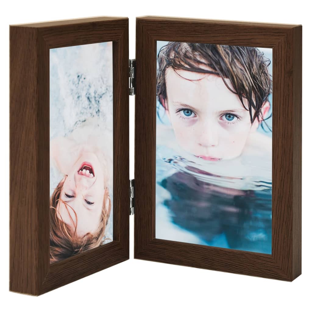 VidaXL Fotolijst tweeluik 2x(21x29,7 cm) donkerbruin