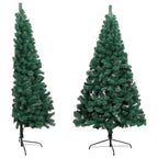 VidaXL Kunstkerstboom met verlichting en kerstballen half 150 cm groen