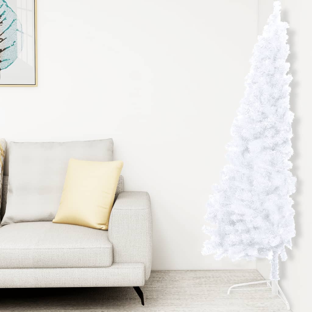 VidaXL Kunstkerstboom met verlichting en kerstballen half 240 cm wit