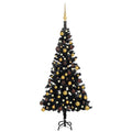 VidaXL Kunstkerstboom met verlichting en kerstballen 120 cm PVC zwart