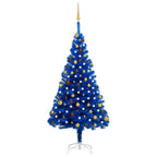 VidaXL Kunstkerstboom met verlichting en kerstballen 180 cm PVC blauw