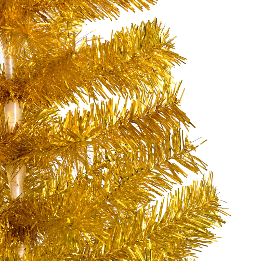 VidaXL Kunstkerstboom met verlichting en kerstballen 180 cm PET goud
