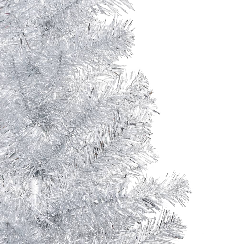 VidaXL Kunstkerstboom met verlichting en kerstballen 150 cm PET zilver