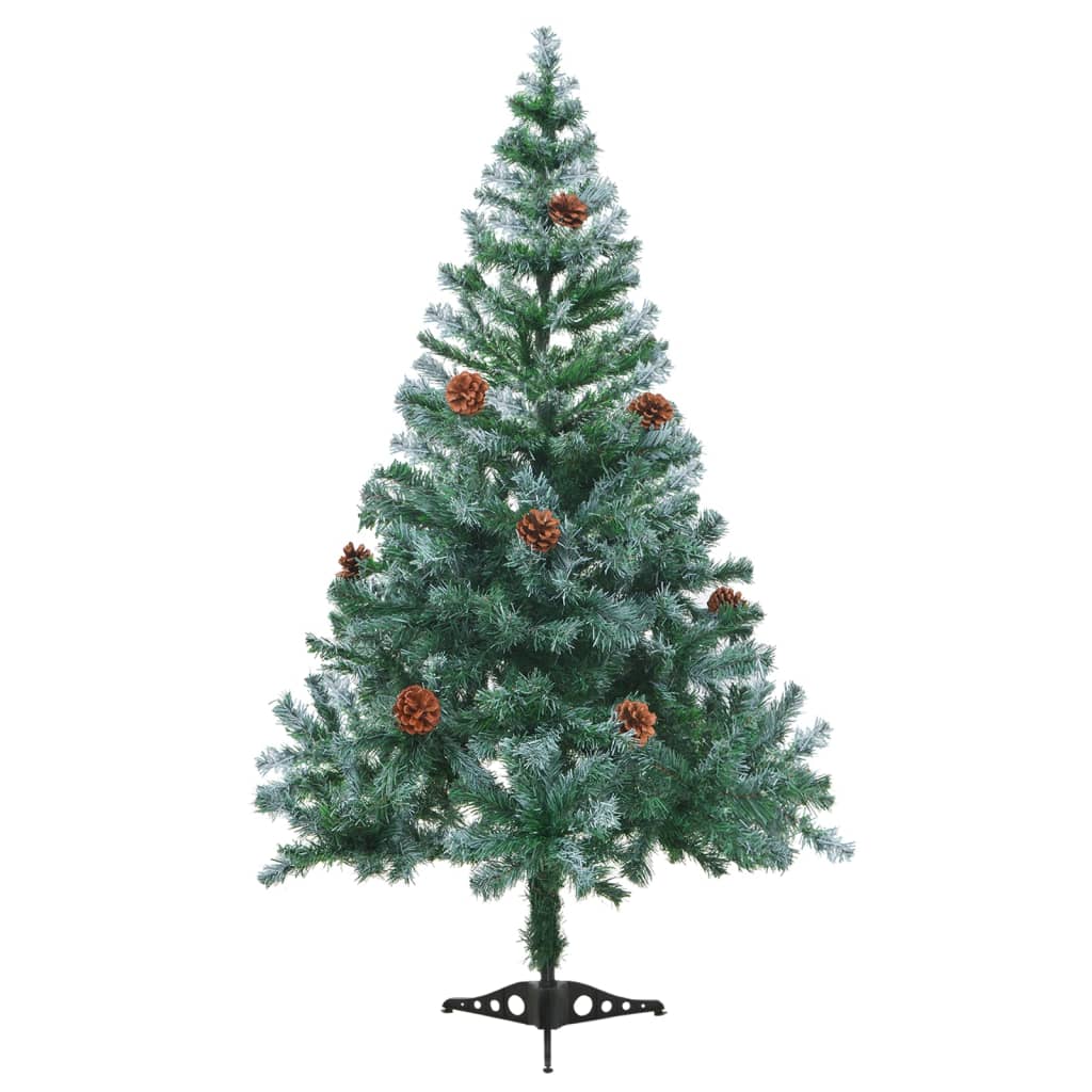 VidaXL Kunstkerstboom met verlichting ballen sneeuw dennenappel 150 cm