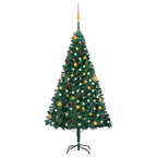 VidaXL Kunstkerstboom met verlichting en kerstballen 180 cm PVC groen