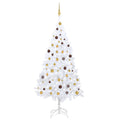 VidaXL Kunstkerstboom met verlichting en kerstballen 210 cm PVC wit