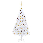 VidaXL Kunstkerstboom met verlichting en kerstballen 210 cm PVC wit