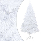VidaXL Kunstkerstboom met verlichting en kerstballen 210 cm PVC wit