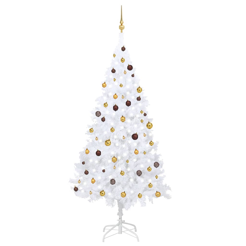 VidaXL Kunstkerstboom met verlichting en kerstballen 240 cm wit
