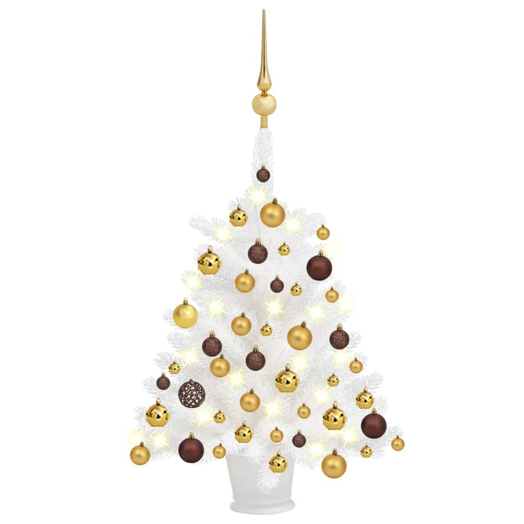 VidaXL Kunstkerstboom met verlichting en kerstballen 65 cm wit
