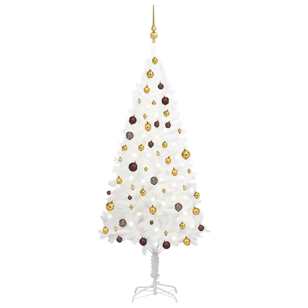 Vidaxl kunstkerstboom met verlichting en kerstballen 180 cm wit