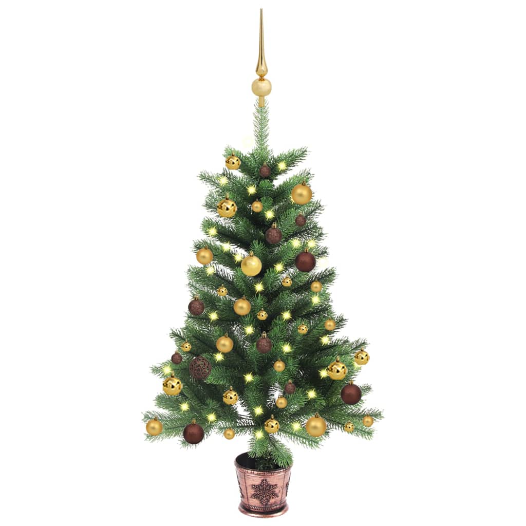 VidaXL Kunstkerstboom met verlichting en kerstballen 65 cm groen