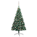 VidaXL Kunstkerstboom met verlichting en kerstballen half 150 cm groen