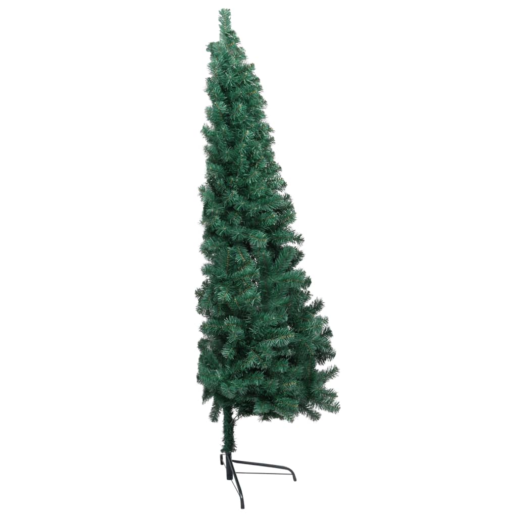VidaXL Kunstkerstboom met verlichting en kerstballen half 180 cm groen
