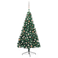 VidaXL Kunstkerstboom met verlichting en kerstballen half 240 cm groen