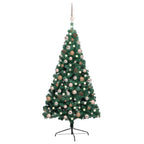 VidaXL Kunstkerstboom met verlichting en kerstballen half 240 cm groen