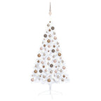 VidaXL Kunstkerstboom met verlichting en kerstballen half 120 cm wit