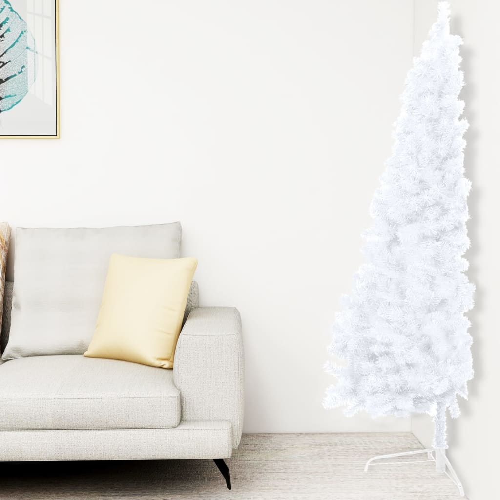 VidaXL Kunstkerstboom met verlichting en kerstballen half 120 cm wit