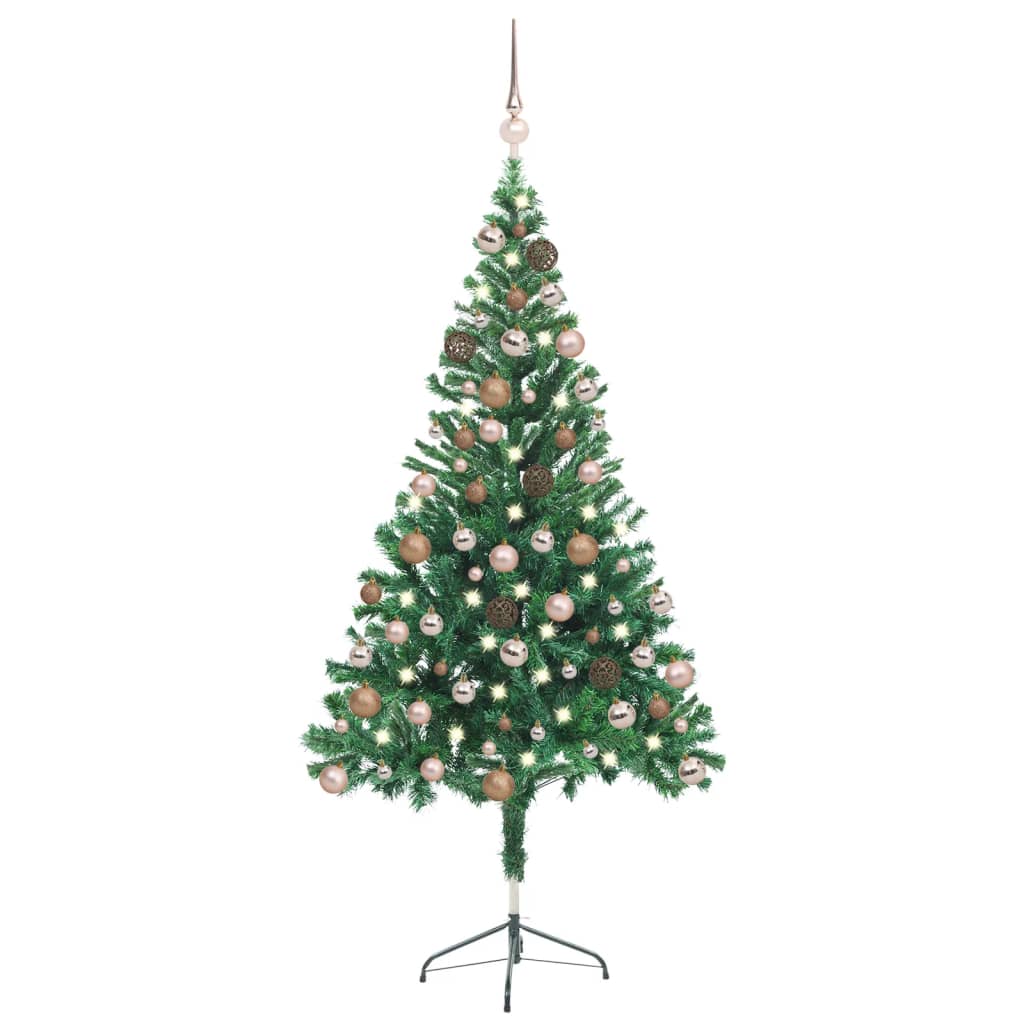 VidaXL Kunstkerstboom met verlichting en kerstballen 380 takken 150 cm