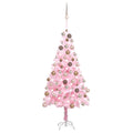VidaXL Kunstkerstboom met verlichting en kerstballen 180 cm PVC roze