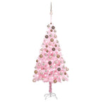 VidaXL Kunstkerstboom met verlichting en kerstballen 180 cm PVC roze