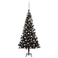 VidaXL Kunstkerstboom met verlichting en kerstballen 120 cm PVC zwart