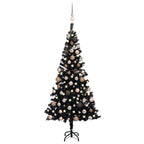 VidaXL Kunstkerstboom met verlichting en kerstballen 120 cm PVC zwart