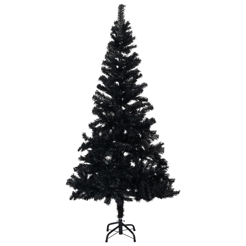 VidaXL Kunstkerstboom met verlichting en kerstballen 150 cm PVC zwart