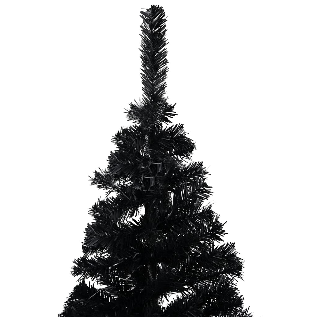 VidaXL Kunstkerstboom met verlichting en kerstballen 150 cm PVC zwart