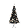VidaXL Kunstkerstboom met verlichting en kerstballen 180 cm PVC zwart