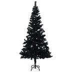 VidaXL Kunstkerstboom met verlichting en kerstballen 180 cm PVC zwart