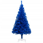 VidaXL Kunstkerstboom met verlichting en kerstballen 120 cm PVC blauw