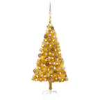 VidaXL Kunstkerstboom met verlichting en kerstballen 120 cm PET goud