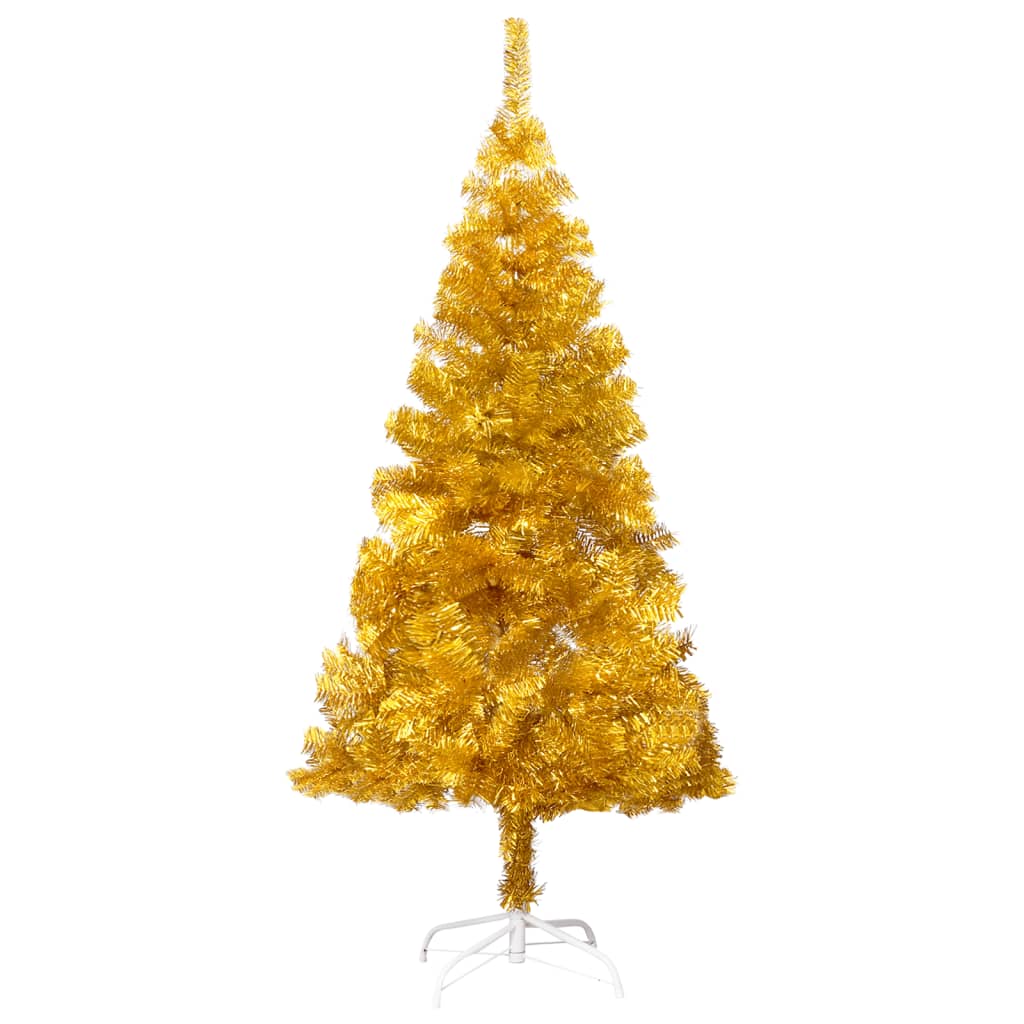 VidaXL Kunstkerstboom met verlichting en kerstballen 120 cm PET goud