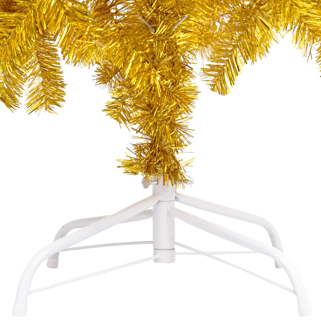 VidaXL Kunstkerstboom met verlichting en kerstballen 150 cm PET goud