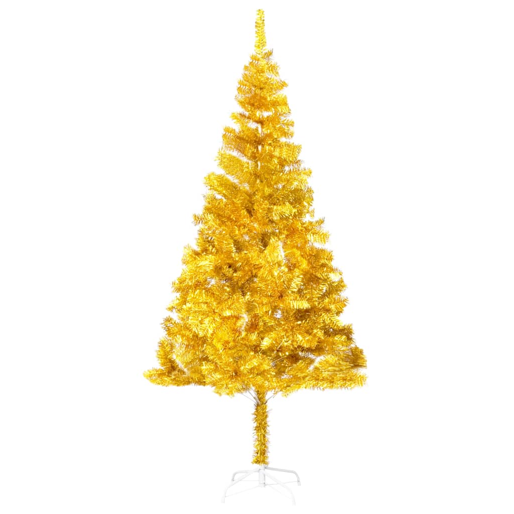 VidaXL Kunstkerstboom met verlichting en kerstballen 210 cm PET goud