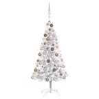 VidaXL Kunstkerstboom met verlichting en kerstballen 150 cm PET zilver