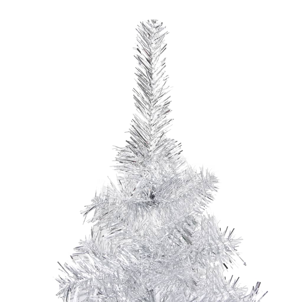 VidaXL Kunstkerstboom met verlichting en kerstballen 150 cm PET zilver
