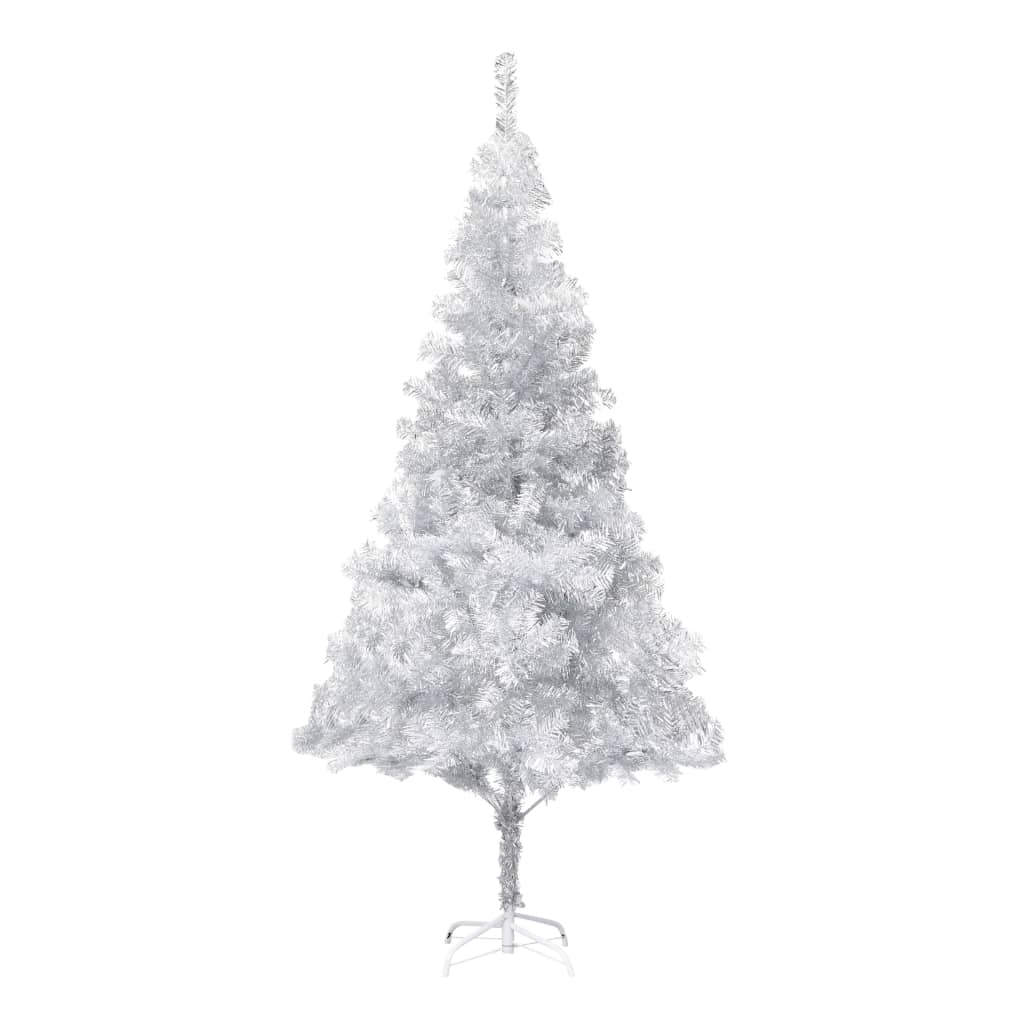 VidaXL Kunstkerstboom met verlichting en kerstballen 180 cm PET zilver