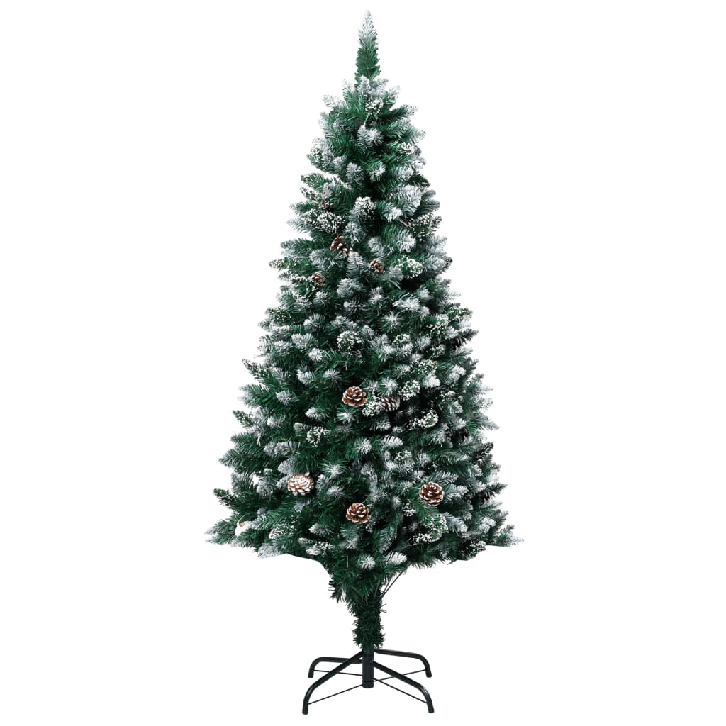 VidaXL Kunstkerstboom met verlichting kerstballen dennenappels 210 cm