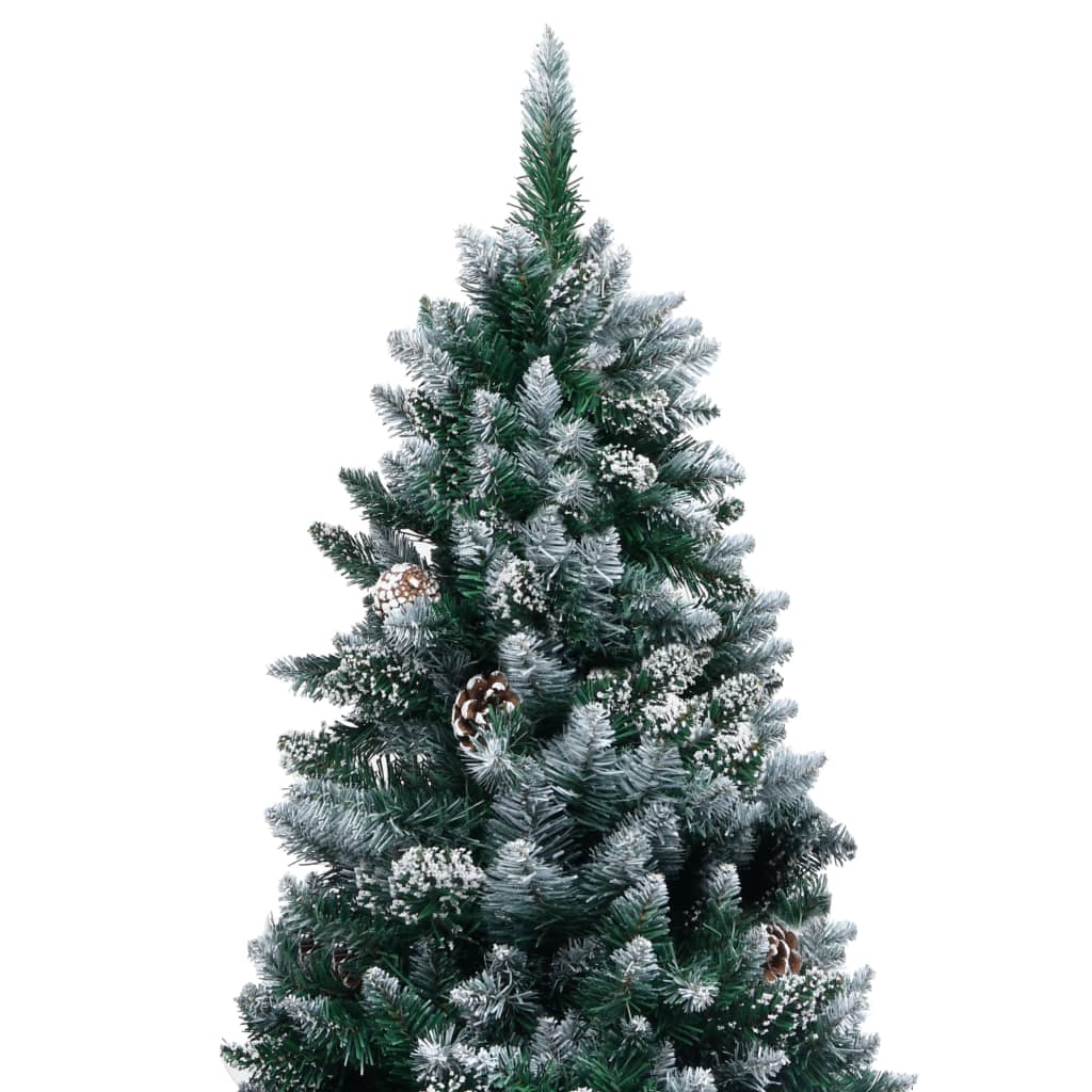 VidaXL Kunstkerstboom met verlichting kerstballen dennenappels 210 cm