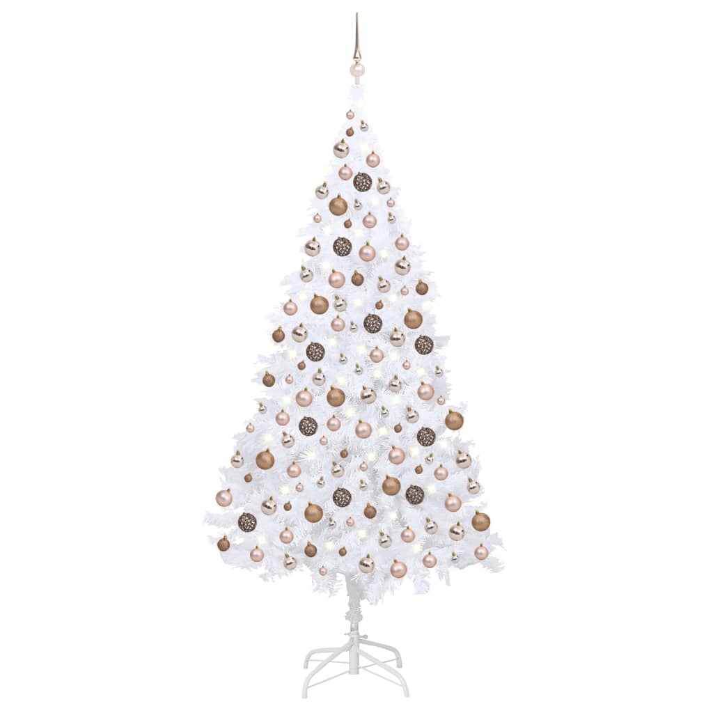 VidaXL Kunstkerstboom met verlichting en kerstballen 240 cm wit