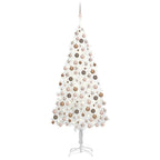 VidaXL Kunstkerstboom met verlichting en kerstballen 210 cm PVC wit