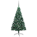 Vidaxl kunstkerstboom met verlichting en kerstballen half 210 cm groen